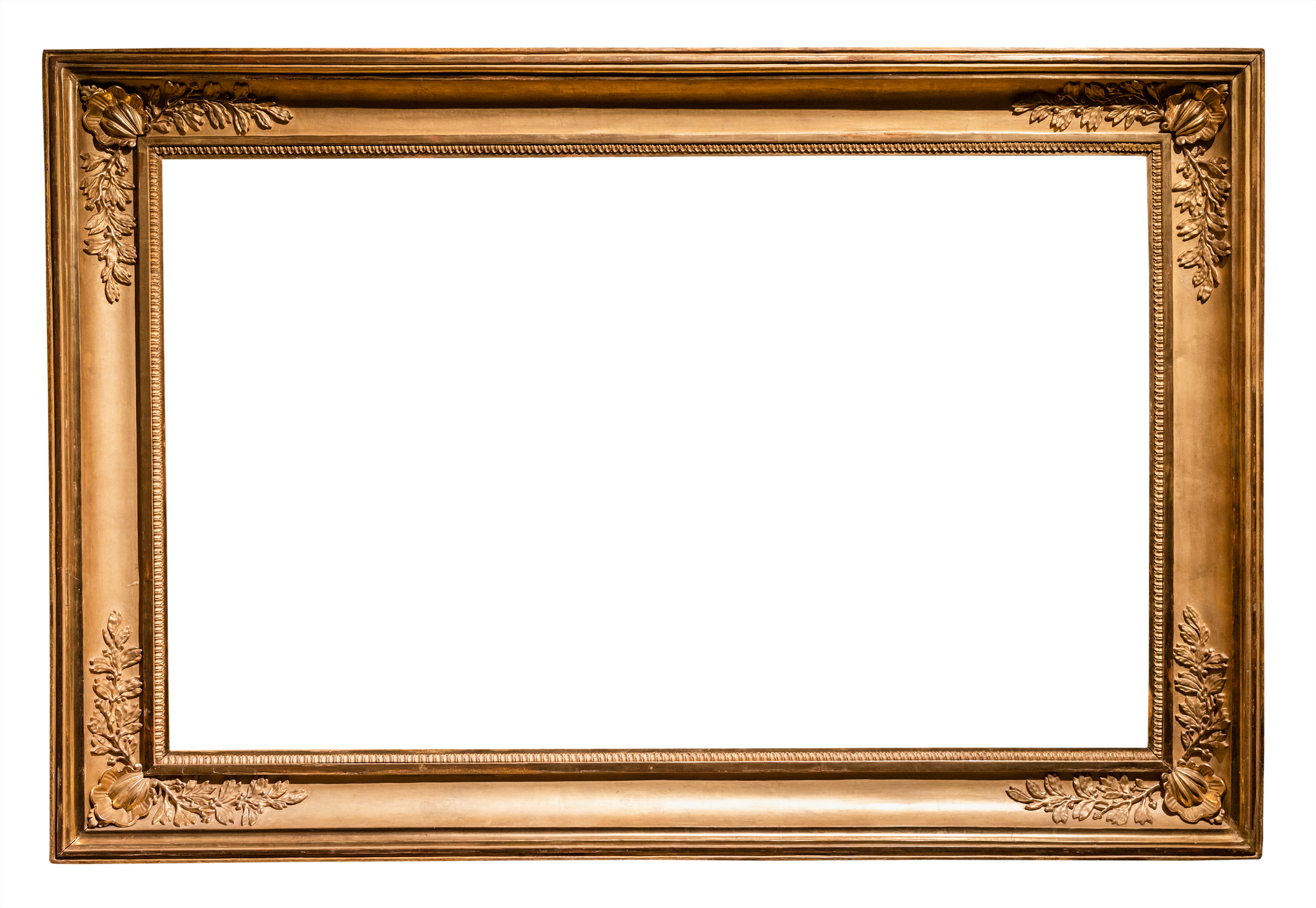 old horizontal long rococo wooden picture frame